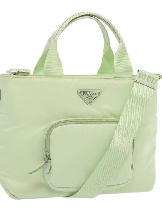 Prada Handbags - PRADA Hand Bag Nylon 2way Light Green Auth 68918AV